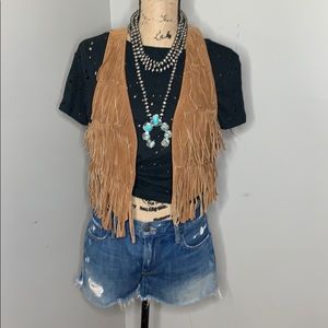 100% leather fringe vest by Twentyone